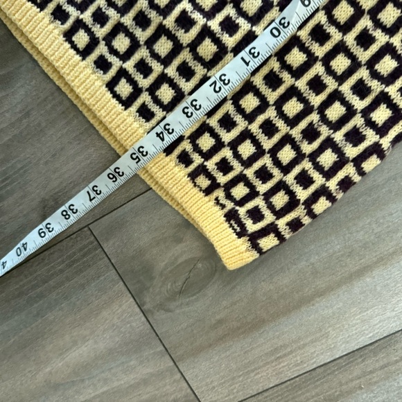 Zara geometric jacquard wool blend knit mock neck dress yellow size small preppy - Picture 4 of 6